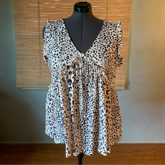 Leopard Ruffle High Low Sleeveless Top * 1X - Picture 11 of 11